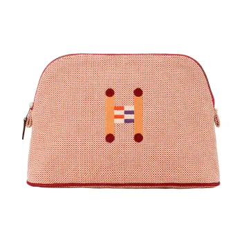 HERMES Bolide 100% Cotton Bowling Bag Storage Bag Medium Size Women's Orange
