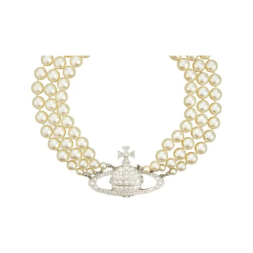 Vivienne Westwood Choker Three Row Pearl Bas Relief