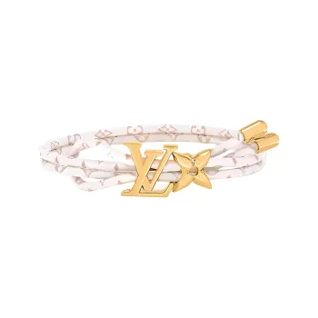 LOUIS VUITTON Metal Canvas Bangles Women's White