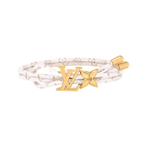 LOUIS VUITTON Metal Canvas Bangles Women's White