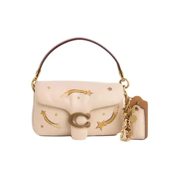 COACH Tabby Nappa Leather One Shoulder Handbags Small Size Women's Brass With Ivory Accents
