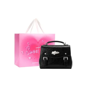 ONE TIME Synthetic Leather One Shoulder Handbags Regular Women's Clay Pink/Black Oil Wax