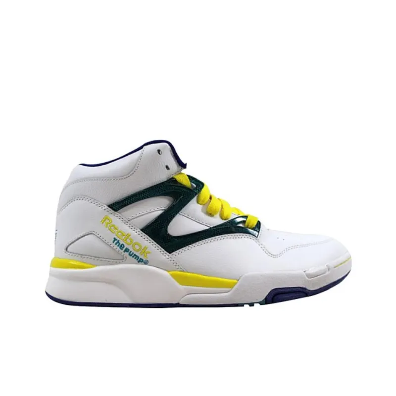 Reebok Pump Omni Anti-Slip Wear-Resistant High-Top Vintage Basketball Shoes Men's White Yellow-1
