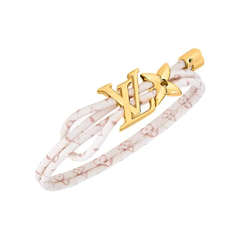 LOUIS VUITTON Metal Canvas Bangles Women's White-1