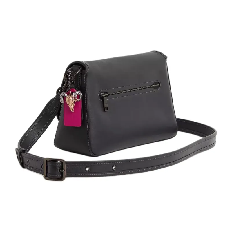 COACH Soft Tabby Leather Handbag Shoulder Bag Medium Size Women's Tin And Black-1