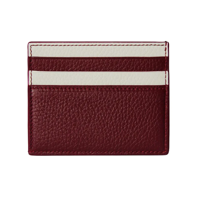 GUCCI Leather Card Holder Men's Red With Ivory-2