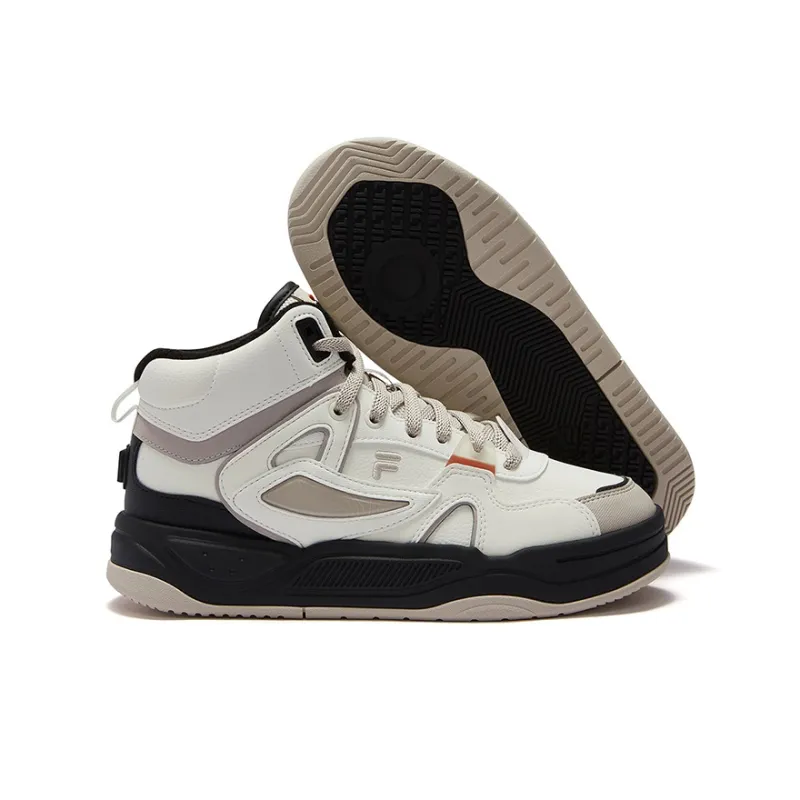 FILA FUSION BANK II Thermal Cushioning Mid Top Skateboard Shoes Women's White Yellow-5