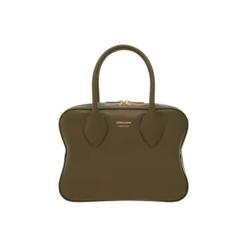 FERRAGAMO Cow Leather One Shoulder Handbags Small Size Women's Olive Green
