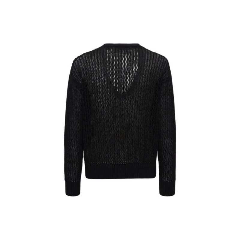 DSQUARED 2 V Neck Logo Plaque Knit Jumper-1
