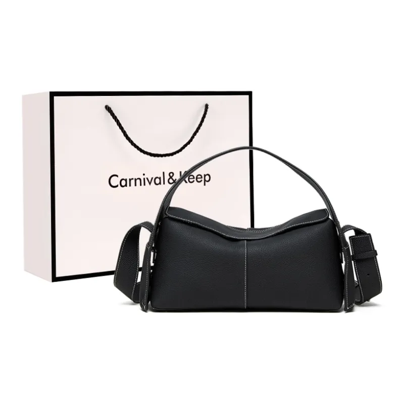 Carnival Keep Top Grain Cow Leather Shoulder Bags Handbags Regular Women's Apricot/Black-8