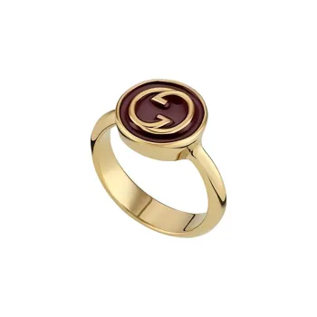 GUCCI Enamel Metal Rings Unisex Gold