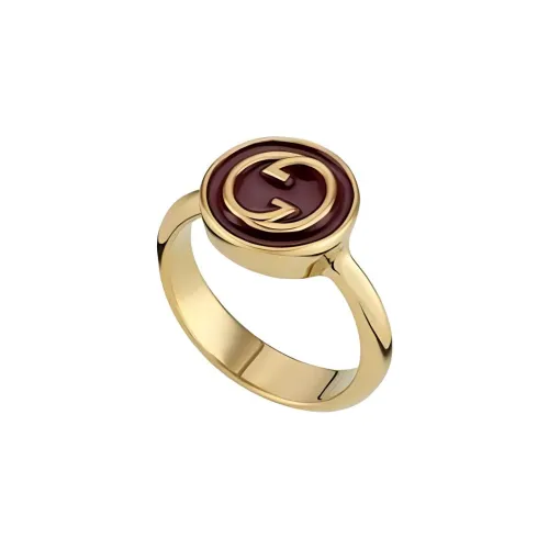 GUCCI Enamel Metal Rings Unisex Gold