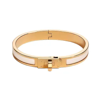 HERMES Enamel Gold plated Bangles Women's Gold
