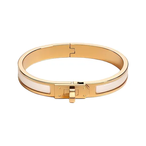 HERMES Enamel Gold plated Bangles Women's Gold