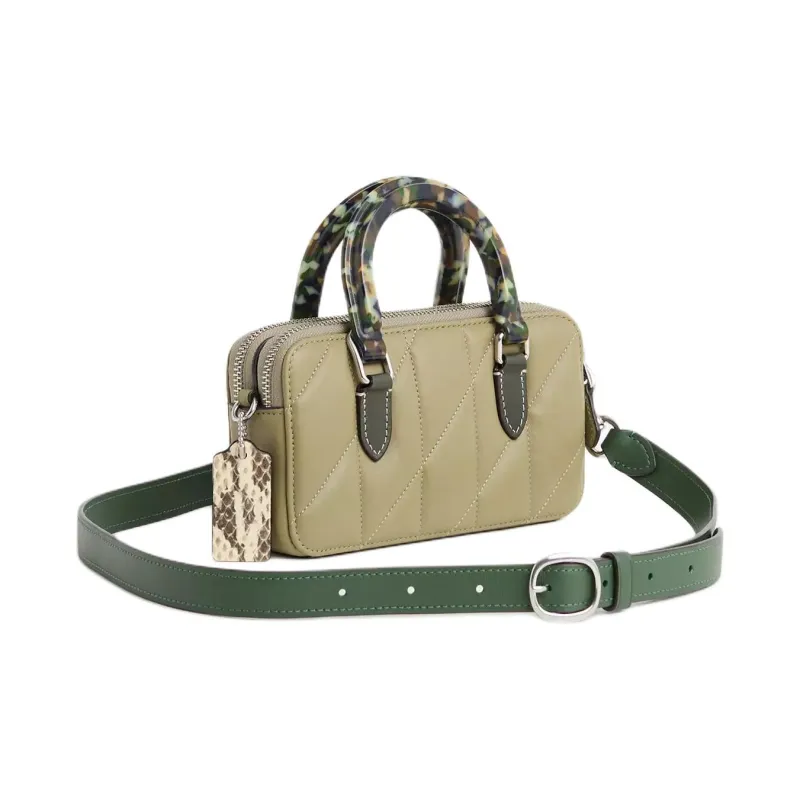 COACH Kira Nappa Leather Pillow Bag Shoulder Bag Crossbody Bag Handbag Small Size Women's Silver Stacked Moss-1