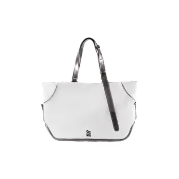 OZKO PU Toast Bag Tote Bag Shopping Bag Handbag Shoulder Bag Large Size Unisex Champagne/White Silver