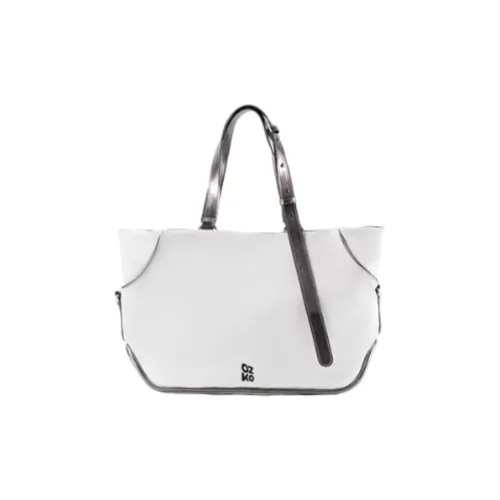 OZKO PU Toast Bag Tote Bag Shopping Bag Handbag Shoulder Bag Large Size Unisex Champagne/White Silver
