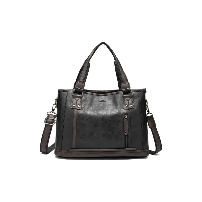 FAIRWHALE Synthetic Leather Laptop Bag, Shoulder Bag, Briefcase Regular Men's Black Coffee-0
