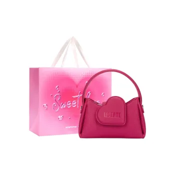 ONE TIME PU Sweetheart Bag, Small Square Bag, Crossbody Bag, One Shoulder Handbag Small Size Women's Pink/White