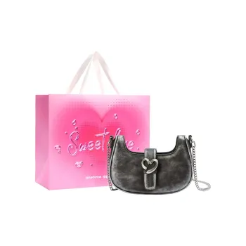 ONE TIME Synthetic Leather Crossbody Bag Shoulder Bag Regular Women's Silver Black
