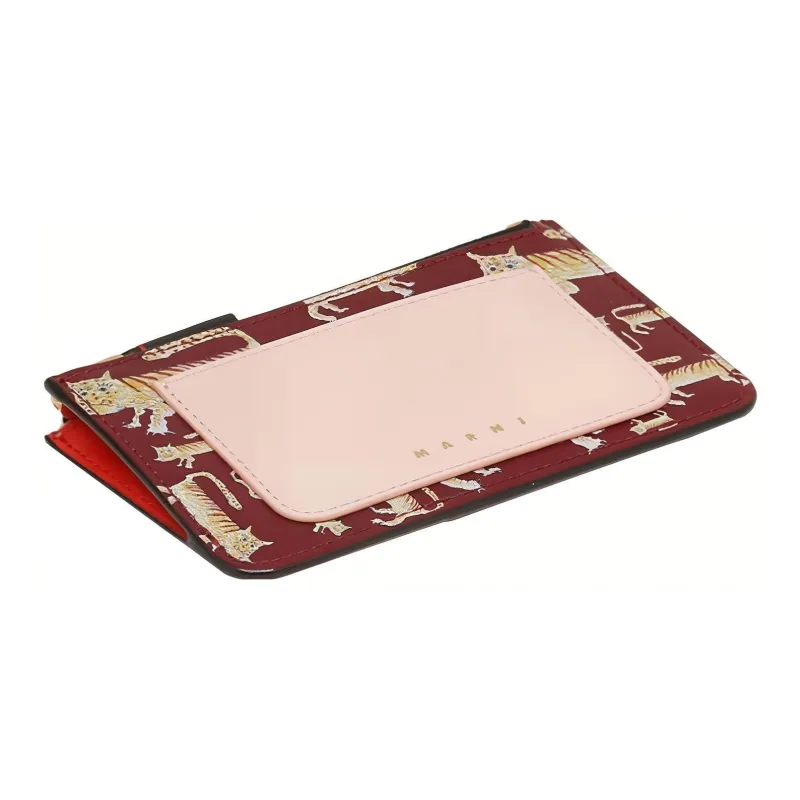 MARNI Cow Leather Coin Pocket Wallet Women's Pink/Red-4