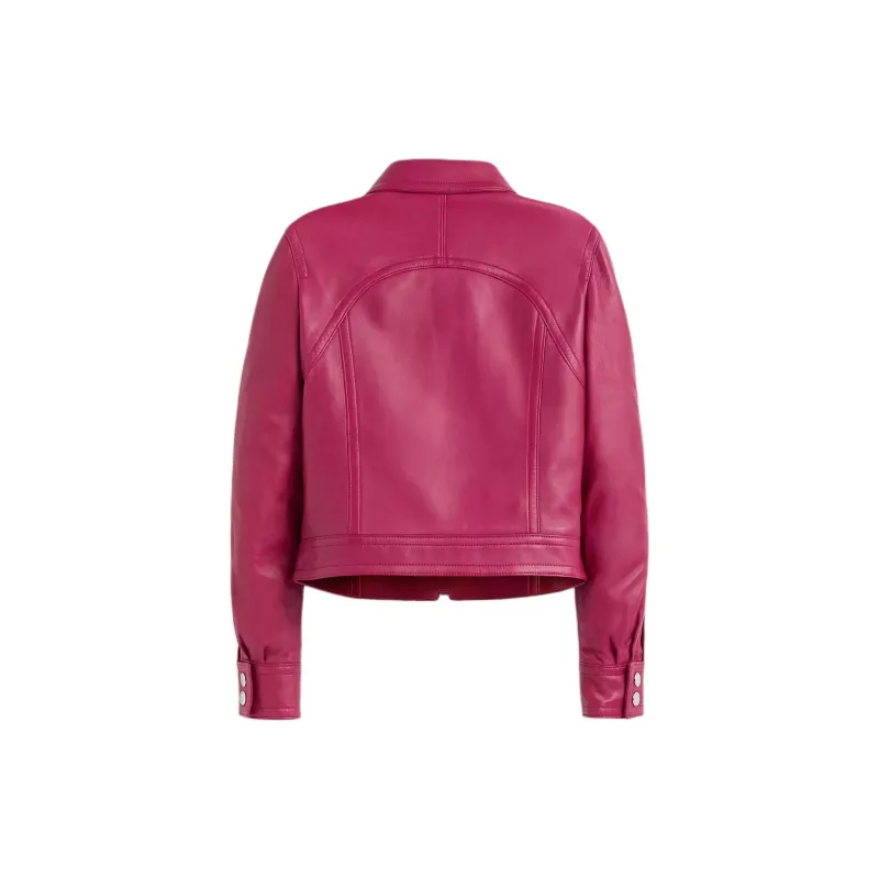 COACH Leather Jacket Women's Red-1