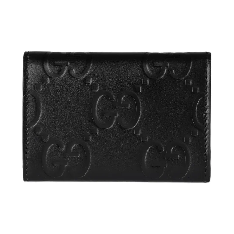 GUCCI Leather Card Holder Women's Black-3