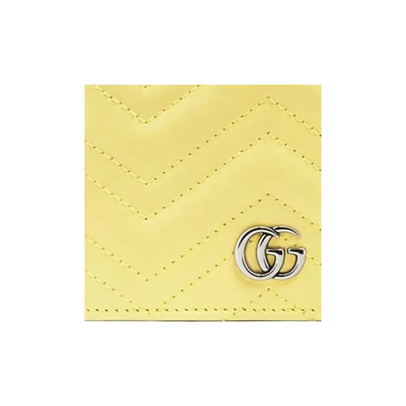 GUCCI Quilted Leather Chain Card Holder, Crossbody Bag, Shoulder Bag Mini Women's Yellow/Candy/Unicorn Color-4