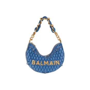 BALMAIN 1945 Soft Moon Denim Shoulder Bag