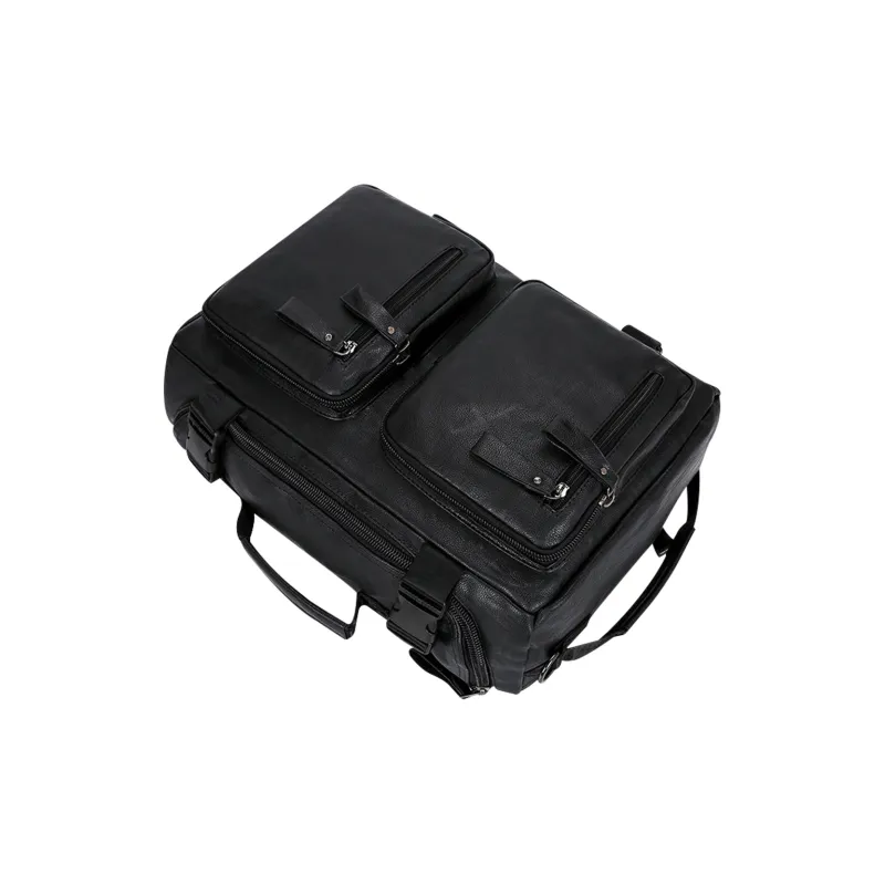 BOPAI Synthetic Leather Backpack Large Size Men's Black-3