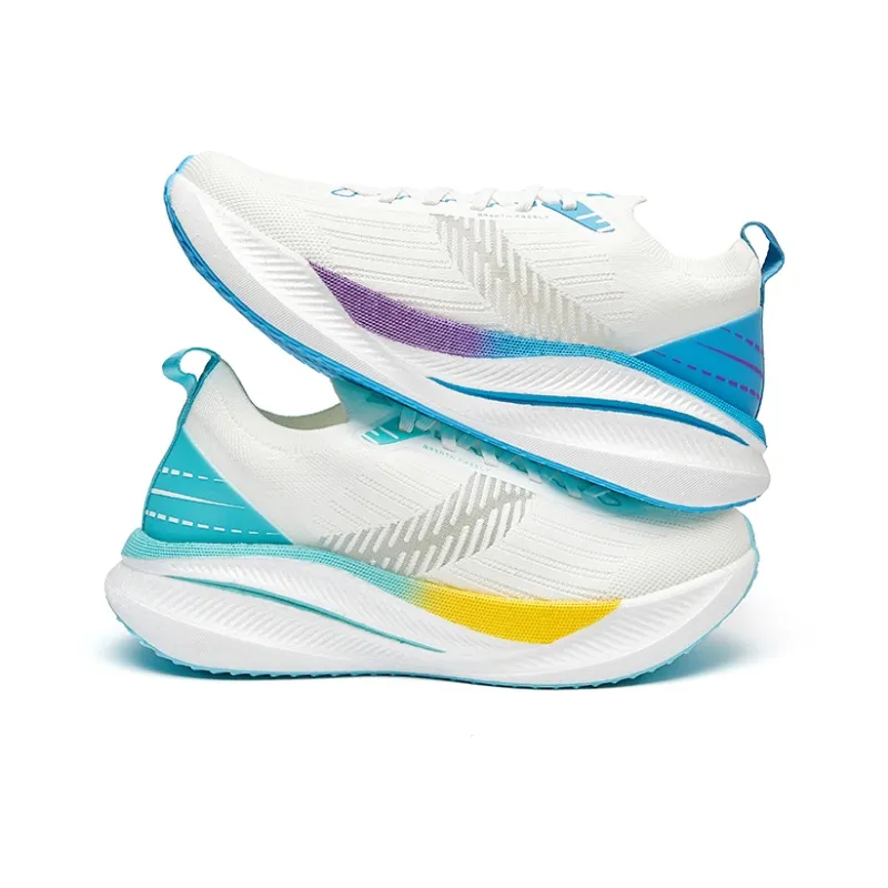 VOIT Running Shoes Unisex Low Top Right White Blue Green Mismatched-4