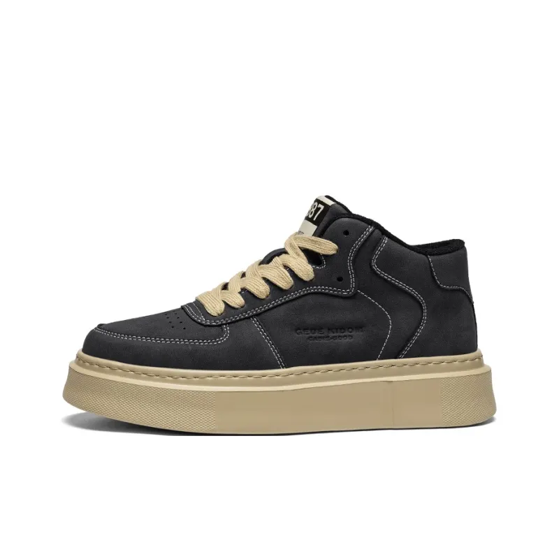 OFFER-AITR Slip-Resistant Breathable Height Increasing Mid-Top Skateboard Shoes Men's-0