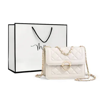 MILLIE'S Cow Leather With Synthetic Leather Small Square Bag Shoulder Bag, Crossbody Bag Regular Women's Ecru