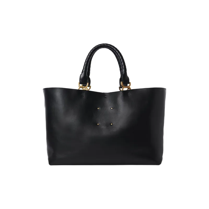 Chloe Marcie Grained Calfskin Tote Bag Shopping Bag Shoulder Bag Handbag Women's Black-2