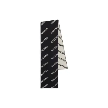 Balenciaga Wool Camel Hair Knit Scarves Unisex Black