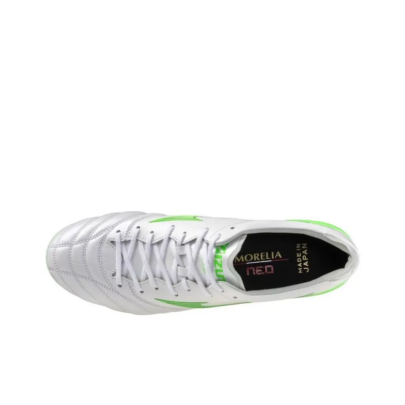 Mizuno Morelia Neo 4 Anti Slip Wear Resistant Soccer Shoes Unisex White Green-2