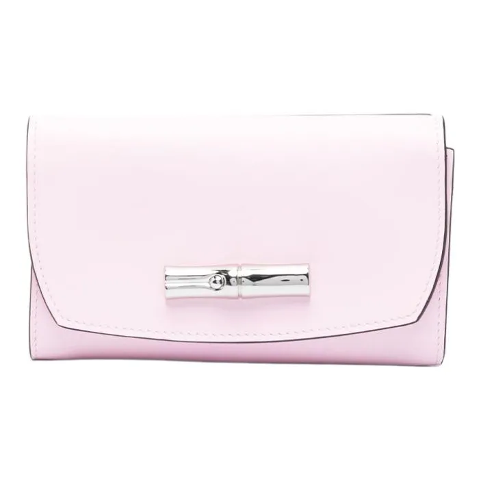 LONGCHAMP Roseau Calfskin Wallet Women's Light Pink-0