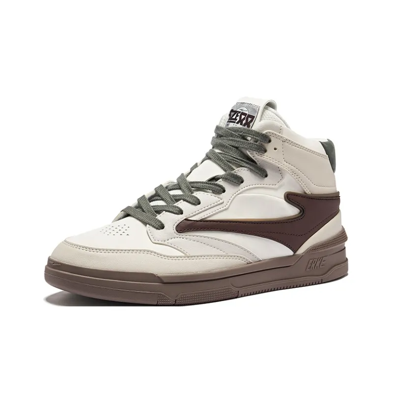 Erke No Pair 3.0 Anti-Slip Wear-Resistant High-Top Skateboard Shoes Men's White Umber-2