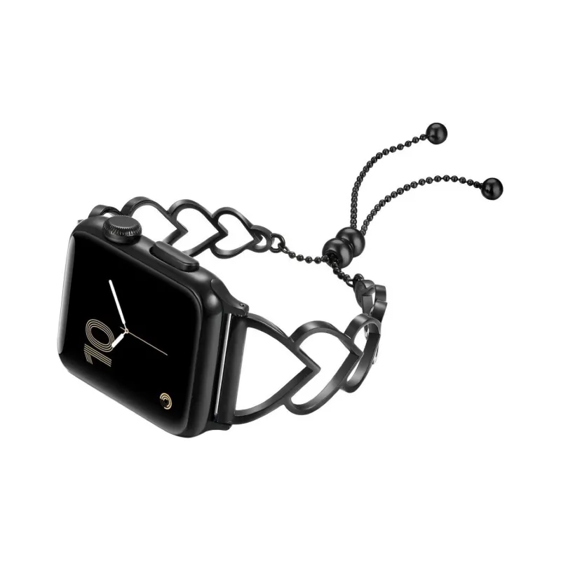 CHRROTA Compatibility With Apple IWatch 8th Generation 7654SE Heart Stainless Steel Metal Strap Watch Strap-1