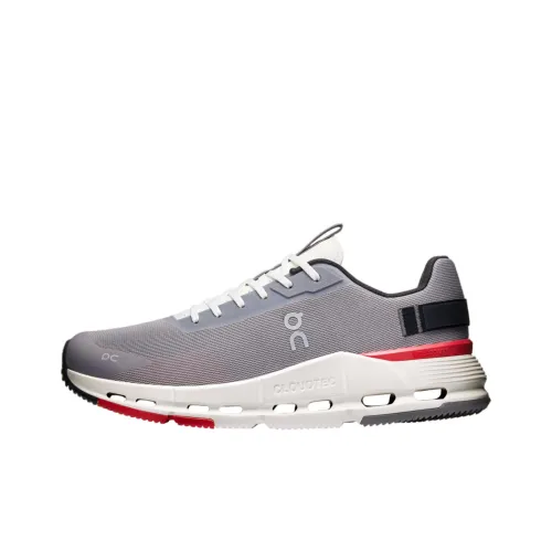On Cloudnova Form Anti-Slip Wear-Resistant Low-Top Casual Running Shoes Men's Gray Red