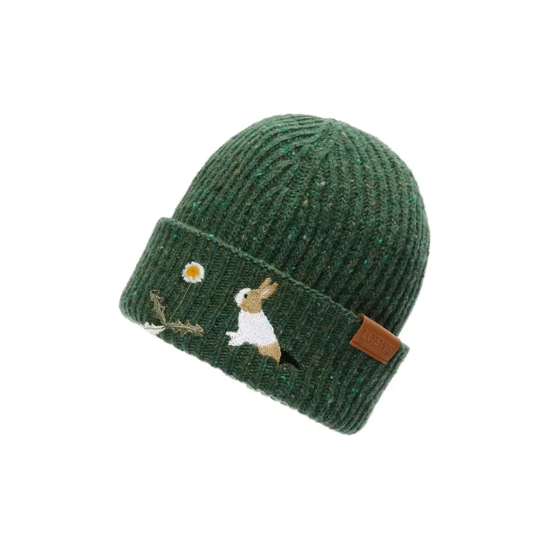 LOEWE Wool, Polyamide, Viscose Beanies Unisex Green-2