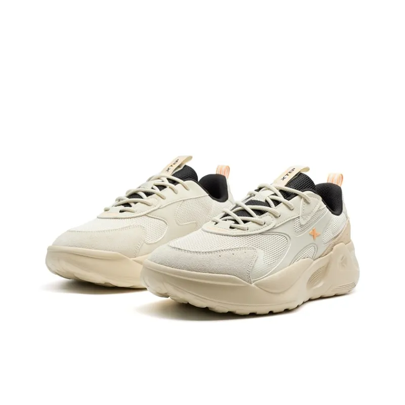 XTEP Star Meteorite Lite Anti-Slip Wear-Resistant Low-Top Chunky Sneakers Men's Milk Tea White-3