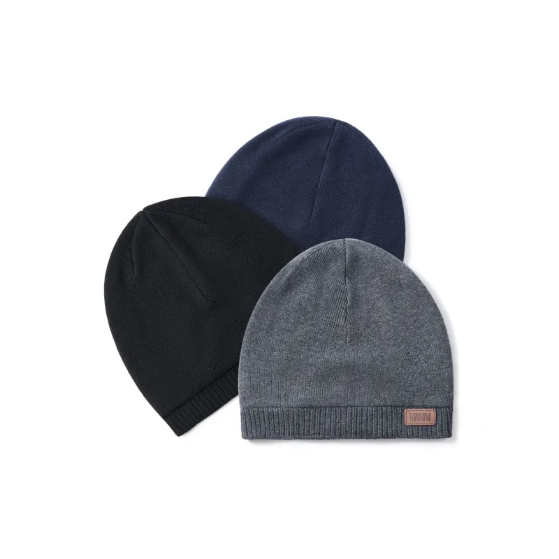 SEPTWOLVES Sheep Wool Beanie Warm Cold Resistant Cotton Hat WO Unisex Black/Dark Gray/Slate Gray-1