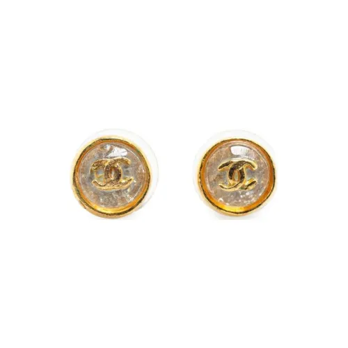 CHANEL 1999 Mini Plated And Resin Cc Push Back Costume Earrings