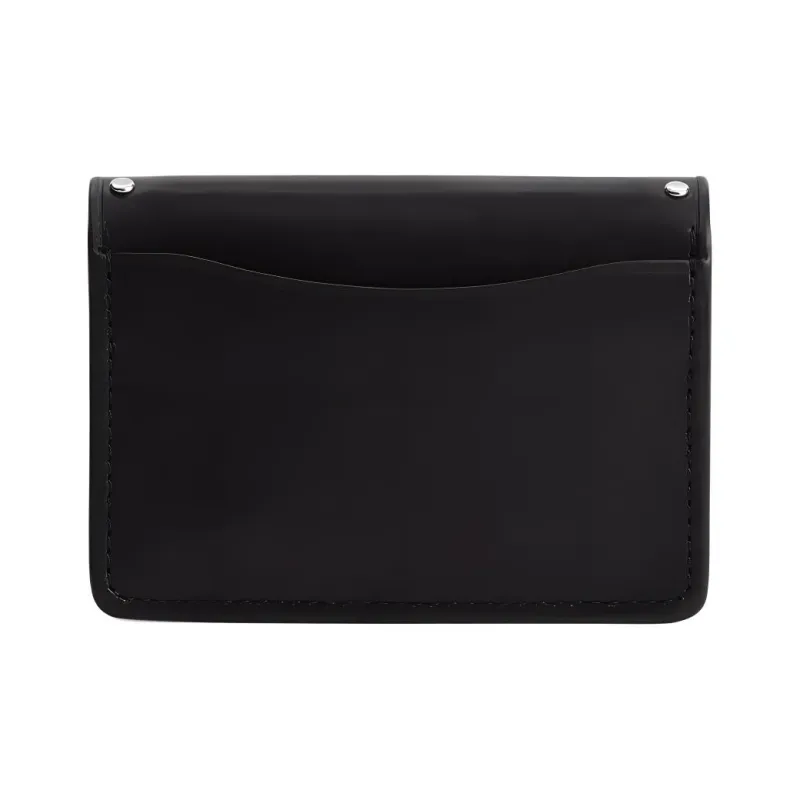 COACH Flap Card Case Delicate Calfskin Card Holder Mini Women's Silver & Black-1