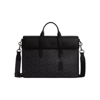 COACH Sullivan Coated Canvas Shoulder Bag Crossbody Bag Handbag Large Size Men's Black Gray Color