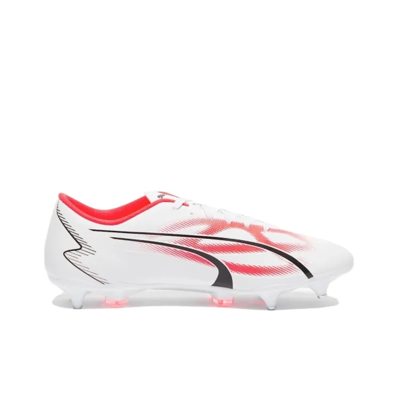 PUMA Ultra Play Anti Slip Wear Resistant Soccer Shoes Men's White Red-1