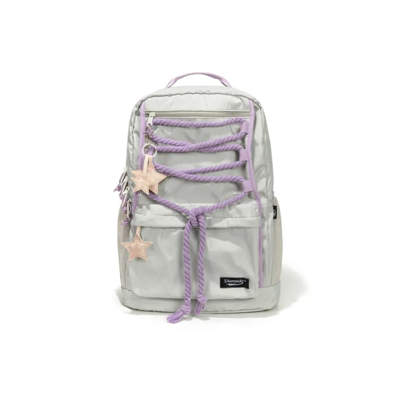 SHUNYIDE Nylon Travel Backpack Medium Size Unisex Silver Gray Purple-2