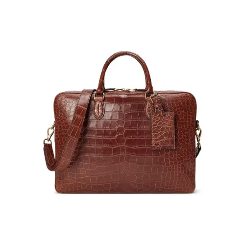 Polo Ralph Lauren Calfskin Briefcases Unisex Brandy Brown