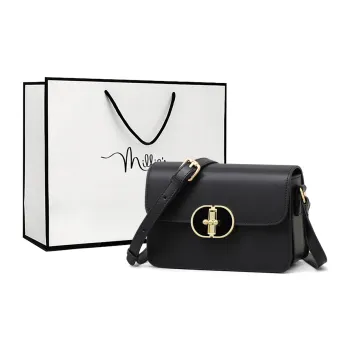 MILLIE'S Cow Leather With Synthetic Leather Shoulder Bag Regular Women's Black